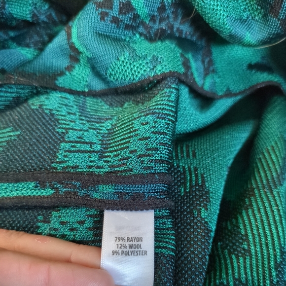 St. John Aegean Floral Jacquard Metallic Knit Dress Formal Size 12 Wool Blend - Picture 7 of 8